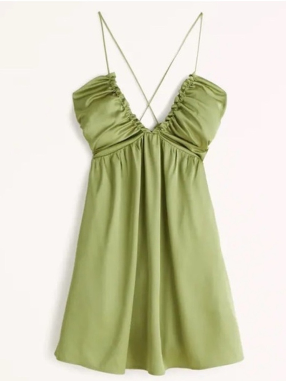 Abercrombie & Fitch Olive Green Satin Mini Dress